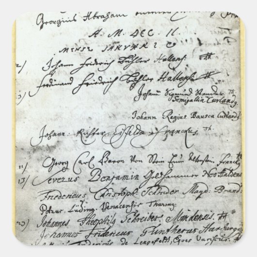 ハレ大学記録への記載 スクエアシール (正面)