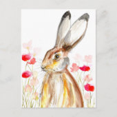 ハレ水彩動物可愛いウサギの森 ポストカード (正面)