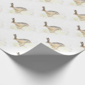 ハレ水色ヴィンテージウサギの森の動物 ラッピングペーパー (角)