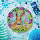 ハレ誕生日パーティー紙プレート、編集可能文字。 ペーパープレート (パーティー)