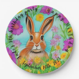 ハレ誕生日パーティー紙プレート、編集可能文字。 ペーパープレート