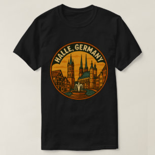 ハレ ドイツ 街のシルエット Tシャツ