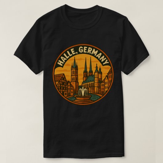 ハレ ドイツ 街のシルエット Tシャツ (デザイン正面)