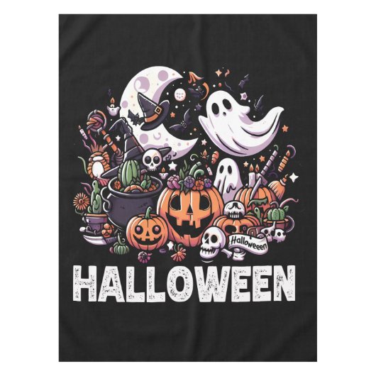 ハロイーンをテーマにしたデザイン テーブルクロス (正面)