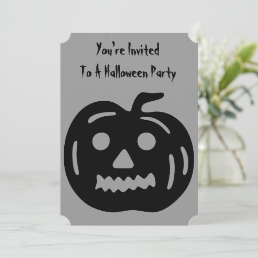 ハロウおもしろいン用の切り抜き顔付きカボチャ 招待状 (スタンド正面)