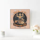 ハロウお洒落ンの縁側のかかし スクエア壁時計 (ホーム)