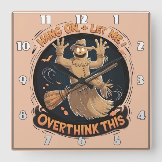 ハロウお洒落ンの縁側のかかし スクエア壁時計 (正面)