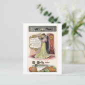 ハロウすてきン、カップルキスをするヴィンテージ シーズンポストカード (スタンド正面)