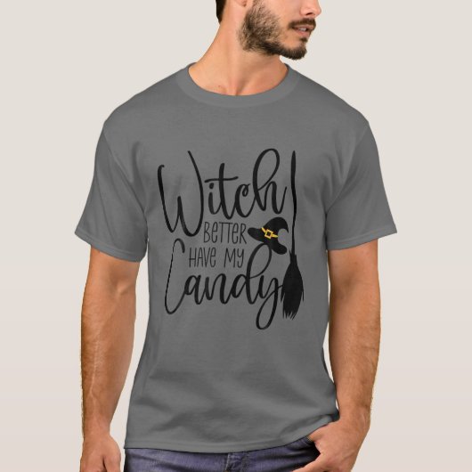 『ハロウィおもしろいン魔女より私のお菓子』 Tシャツ (正面)