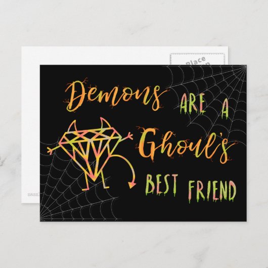 ハロウィおもしろいーン·デモンズはグー最高のルの友人 シーズンポストカード (正面/裏面)