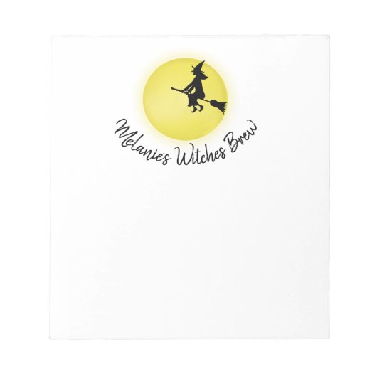 ハロウィお洒落ン飛んでいるウィッチ満月かわいい ノートパッド (正面)