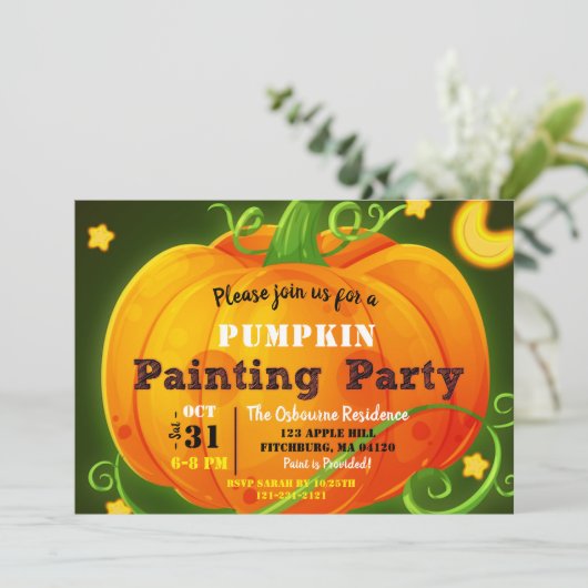 ハロウィお洒落ーンカボチャ彫刻不気味パーティー 招待状 (スタンド正面)