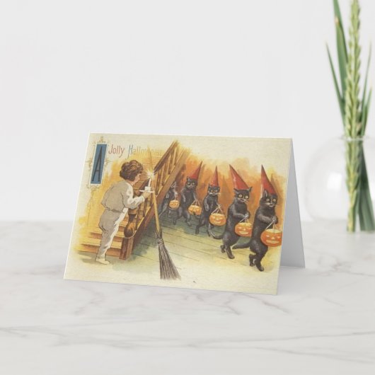 ハロウィすてきーンの猫たちがいたずらをする カード (正面)