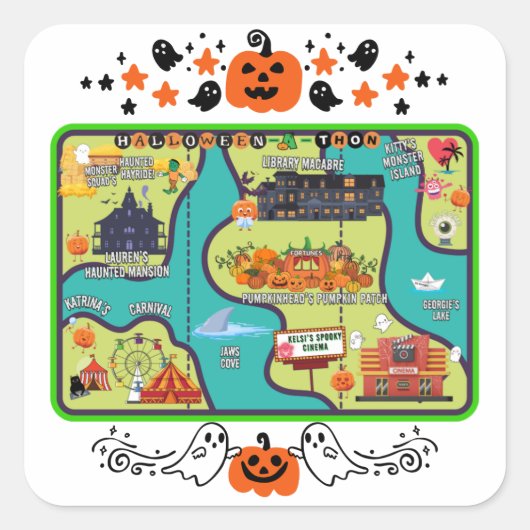 ハロウィエナソン地図1スクエアステッカー スクエアシール (正面)