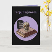 ハロウィカスタムンお洒落おもしろいモダンパープル カード (黄色い花)