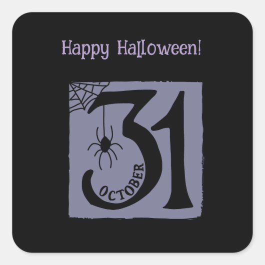 ハロウィカスタムンお洒落おもしろいモダンパープル スクエアシール (正面)