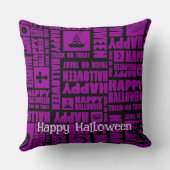 ハロウィカスタムンお洒落クールおもしろいパープル クッション (裏面)