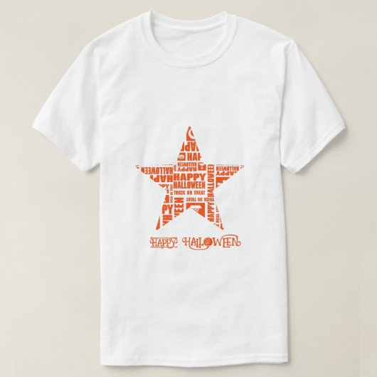 ハロウィカスタムンクールお洒落タイポグラフィオレンジ Tシャツ (デザイン正面)