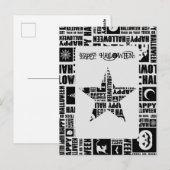 ハロウィカスタムンクールお洒落タイポグラフィブラック ポストカード (正面/裏面)