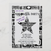 ハロウィカスタムンクールお洒落タイポグラフィブラック 招待状 (正面/裏面)