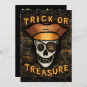 ハロウィカスタムーン海賊スカルパーティの招待状 招待状 (正面/裏面)