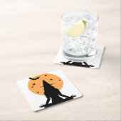 ハロウィコンテンポラリーーンヨガ魔女 スクエアペーパーコースター (インサイチュ)