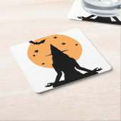ハロウィコンテンポラリーーンヨガ魔女 スクエアペーパーコースター (アングル)