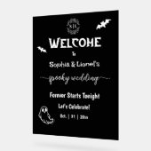 ハロウィシンプルン白黒結婚歓迎 アクリルサイン (傾斜)