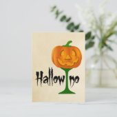 ハロウィノパンプキンワインガラスハロウィーン ポストカード (スタンド正面)