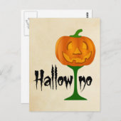 ハロウィノパンプキンワインガラスハロウィーン ポストカード (正面/裏面)