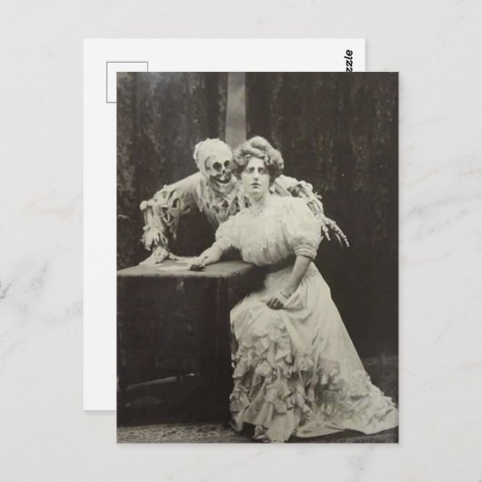 ハロウィビクトリアン風変わりーンのおびえた女性 ポストカード (正面/裏面)