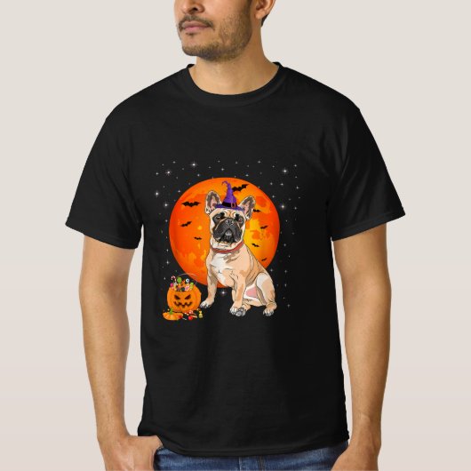 ハロウィフランスのンブルドッグの手品 Tシャツ (正面)