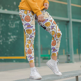 ハロウィモダンン不気味ブラックキャットカボチャの魔女 レギンス