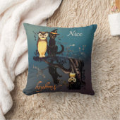 ハロウィンいけなまたはニース枕 – ネコとフクロウ クッション (ブランケット)