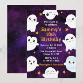 ハロウィンおばけの誕生日パーティー 招待状 (正面/裏面)