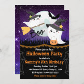 ハロウィンおばけの誕生日パーティー 招待状 (正面/裏面)