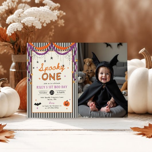 ハロウィンおばけ1歳の誕生日写真 招待状