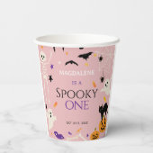 ハロウィンおばけ1歳の誕生日 ピンク 紙コップ (裏面)