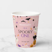 ハロウィンおばけ1歳の誕生日 ピンク 紙コップ (正面)