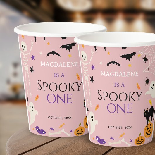 ハロウィンおばけ1歳の誕生日 ピンク 紙コップ
