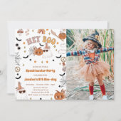 ハロウィンおばけ かわいい 5歳誕生日パーティー 招待状 (正面)