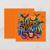ハロウィンおめでとうのグリーティングカード (正面/裏面)