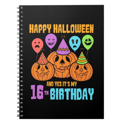 ハロウィンおめでとう16歳の誕生日 ノートブック (正面)