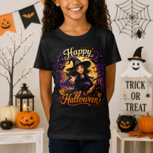 ハロウィンおめでとう かわいい魔女のほうき飛行