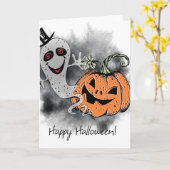 ハロウィンおめでとう カード (黄色い花)