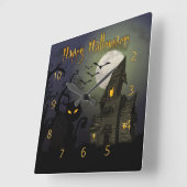 ハロウィンおめでとう スクエア壁時計 (傾斜)