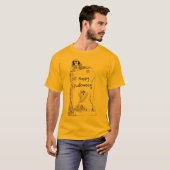 ハロウィンおめでとう - スケルトンと幽霊のデザイン Tシャツ (正面フル)