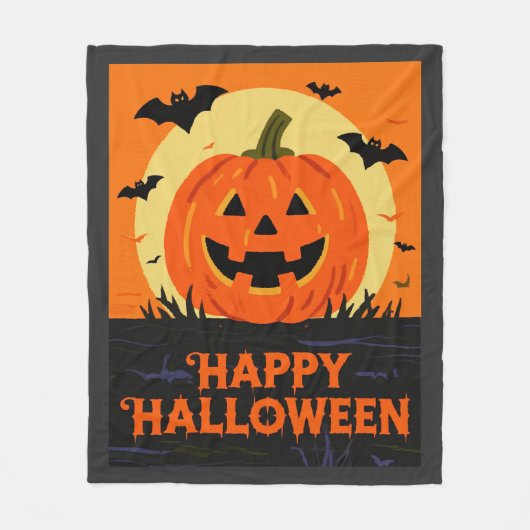 ハロウィンおめでとう フリースブランケット (正面)