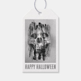 ハロウィンおめでとう。ボロボロのドクロ ギフトタグ