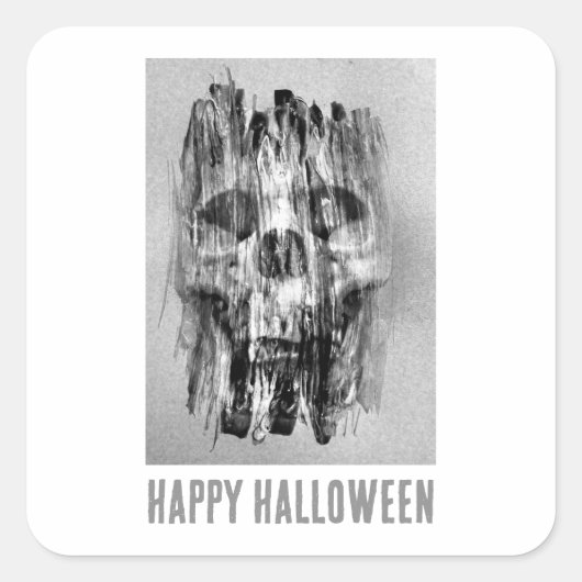 ハロウィンおめでとう。ボロボロのドクロ スクエアシール (正面)